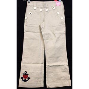 2007 Gymboree Bon Voyage Khaki Beige Pants Sz 7 Sailor Buttons Zipper Adjustable